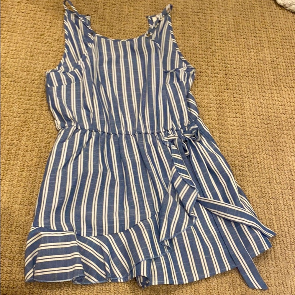 blue and white romper